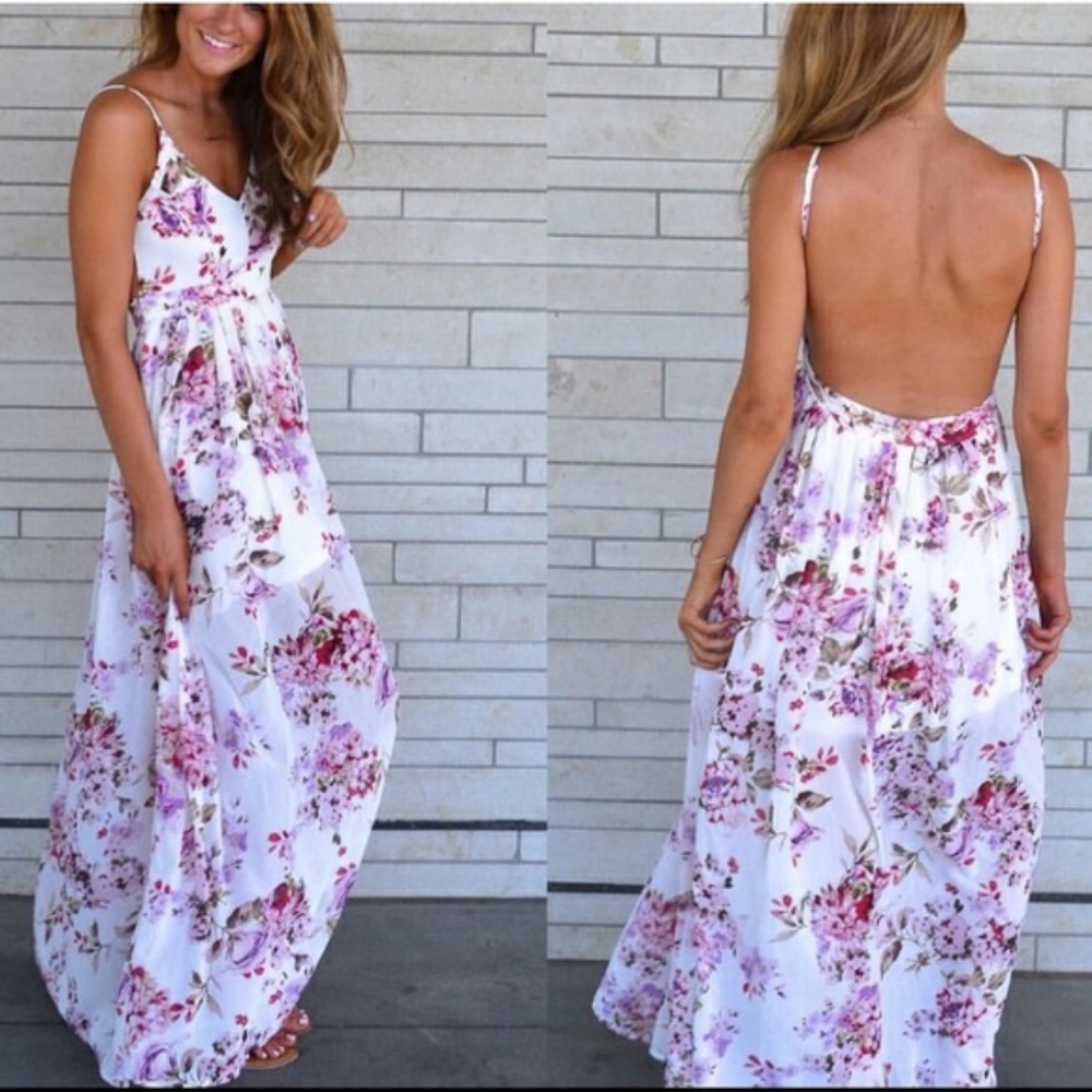 Floral backless maxi dress